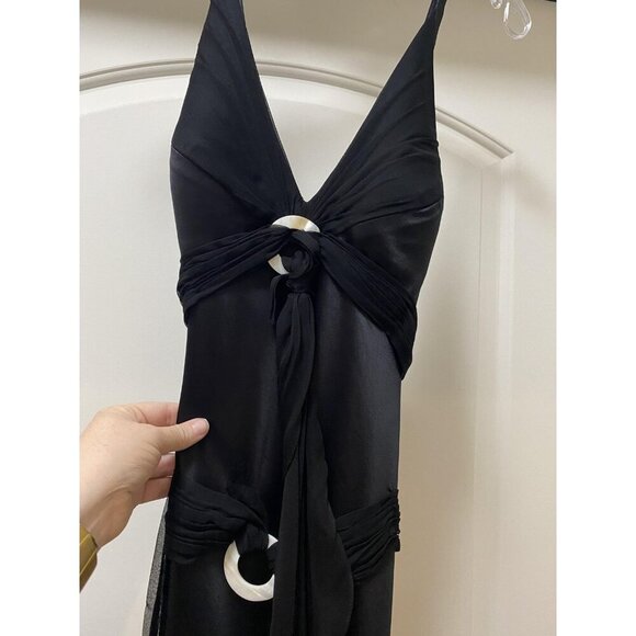 Morrell Maxie Dress Womens Size 12 Black Formal Gown Sleeveless Ring Detail Long - Picture 2 of 5